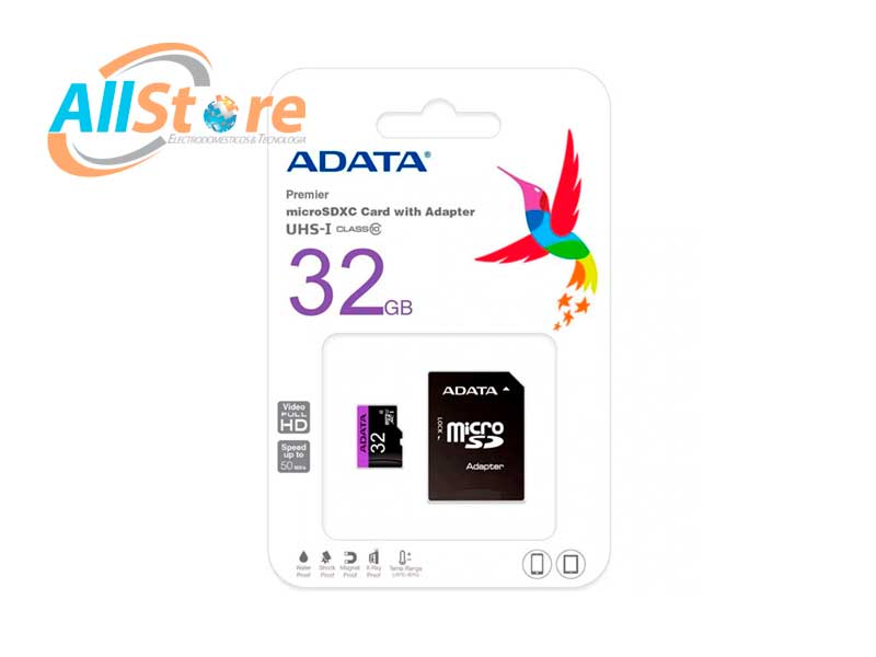 MICRO SDHC ADATA 32GB CARD WITH ADAPTER AUSDH32GUICL10-RAI