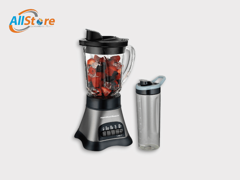 Licuadora Hamilton Beach 58161 con vaso de vidrio y frasco para viaje