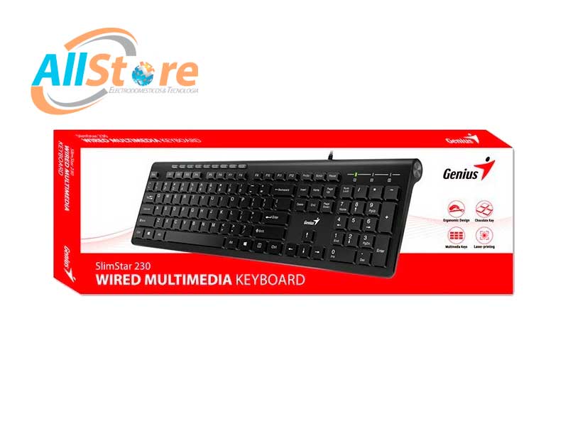 TECLADO GENIUS WIRED MULTIMEDIA SLIM STAR-230 KEYBOARD USB