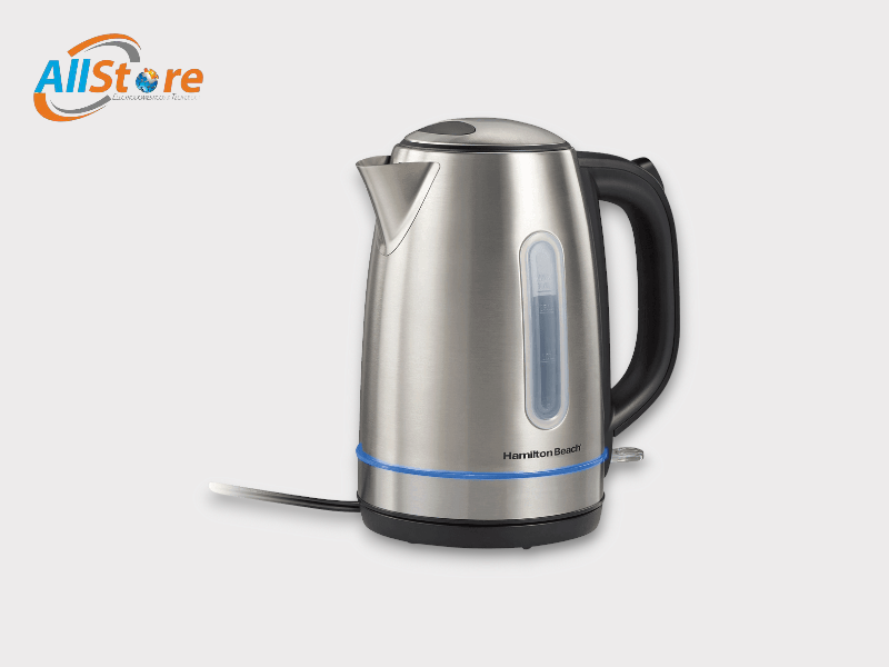 Hervidor de agua electrico Hamilton Beach de acero inoxidable 1.7 litros con luz led