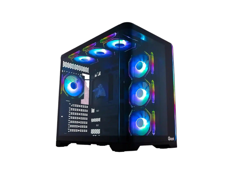 CASE QUASAD ATX GAMING 0.5MM FP CURVED GLASS SIDEGLASS 3USB HD AUD 7VEN RGB810 ATX FULL SIZE  5