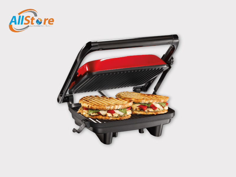 Sanduchera Hamilton Beach press gourmet con tapa con cierre